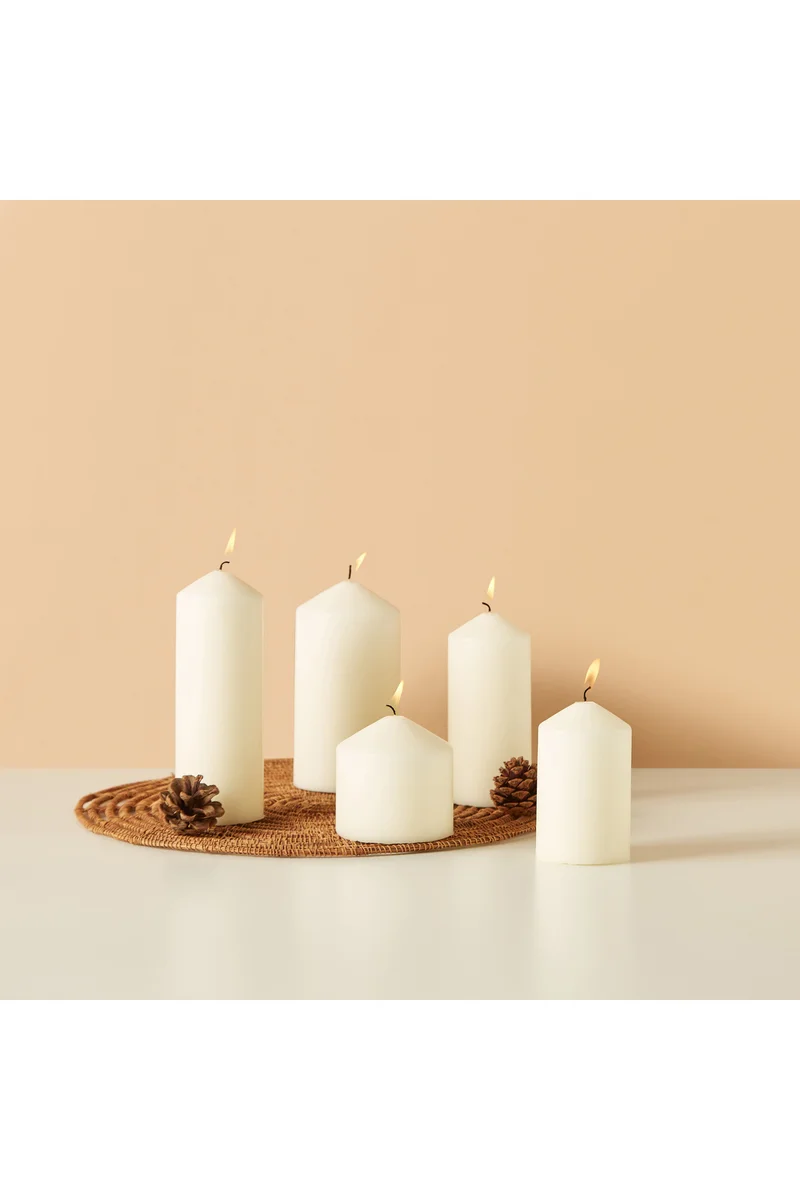 LIFESTYLE Essentials 5-Piece Unscented Pillar Candle Set